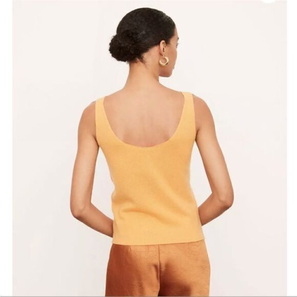 Revolve Vince Cashmere Knit Scoop Neck Tank Camisole Orange Yellow Size Medium - Picture 2 of 10